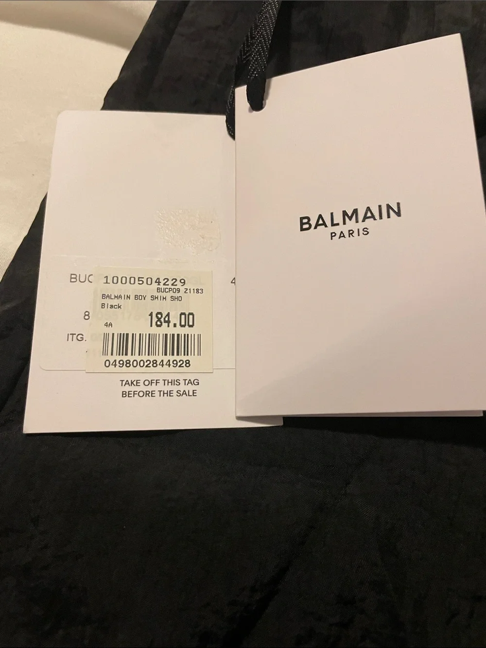 Balmain Kids Swim Trunks Black with Neon Yellow Logo